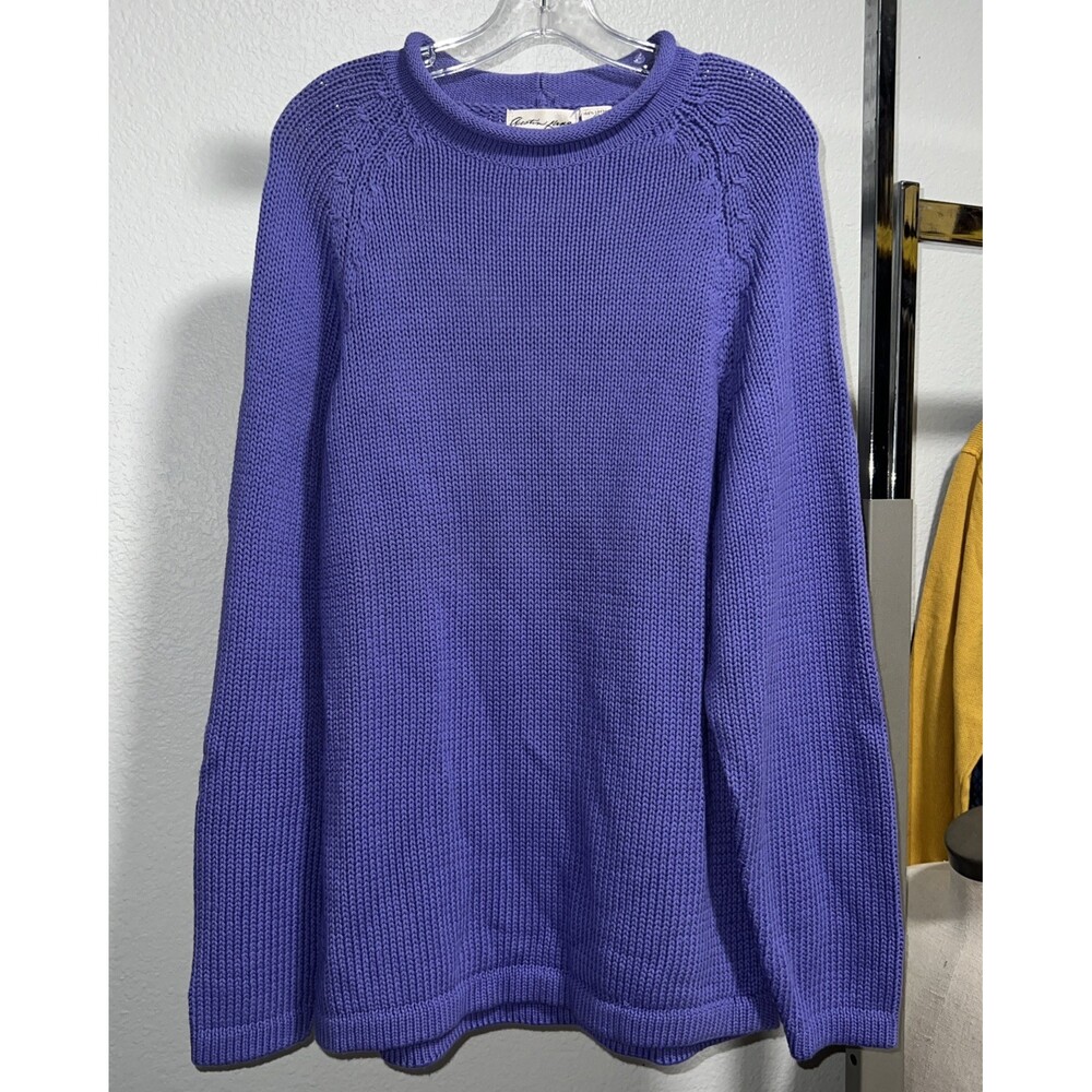 Vintage Austin Kane Southwestern Blue Geometric Knit Sweater XL 80s 90s